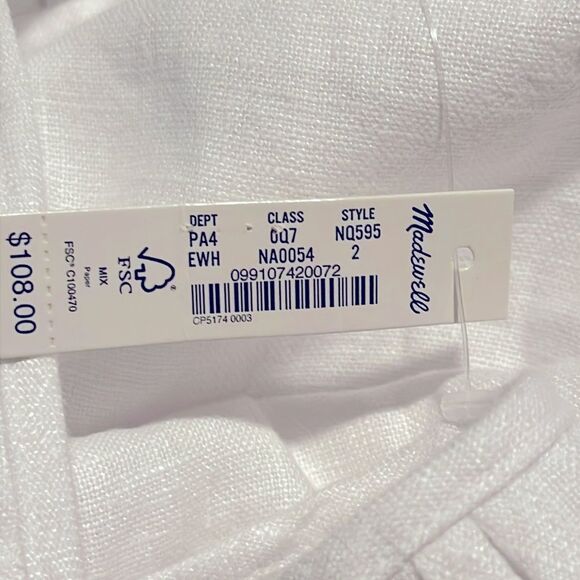 Madewell NWT Embroidered Tank Mini Dress in Linen Size 2 in Eyelet White - Picture 7 of 14